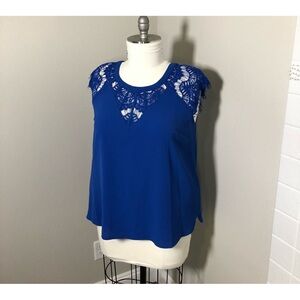 Plus Size Cap Sleeve Blouse with Lace Neckline